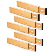Adjustable Bamboo Drawer Dividers, Expandable Drawer Organizer for Kitchen, B...