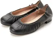 LANVIN en Bleu(ランバン オン ブルー) Lanvin on Blue 2852 Women's Ballet Shoes, Ruched Ballet Shoes 2852, Black, 24.0 cm