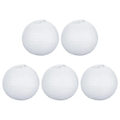 5 Pcs 12" Paper Lanterns Round Hanging Chinese/Japanese Lantern Decor White