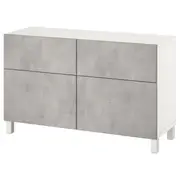 BESTÅ storage combination w doors/drawers, white Kallviken/Stubbarp/light grey concrete effect, 120x42x74 cm