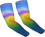 [FHEDVBN] Rainbow Ocean Arm Sleeves Compression Arm Covers for Men Women Outdoor Sun Sleeves Cooling Sports Sleeve, Black