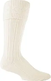 [Sock Snob] Sock Shop Long Knee High Wool Rich Kilt, Wedding Socks Cream Mens 6-11UK 7-12US 39-45EU