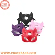 Upscale Cat Mask Costume Bunny Fox & Chain Leather Mask Party Masquerade Costume