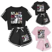 Kids Girls Taylor Swift The Eras Tour Summer T-Shirt Tops Shorts Set PJs Loungewear Tracksuit Outfits Black 11-12 Years