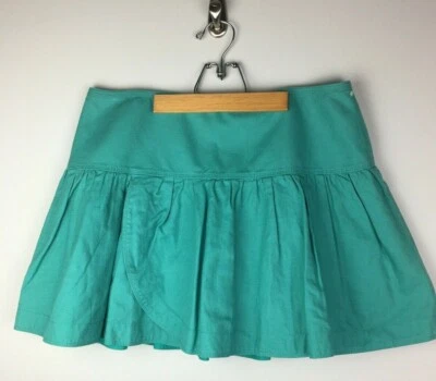 J Crew Sz 16 Linen Cotton Blend Skirt Green NWT Faux Wrap Style Flare Mini Lined
