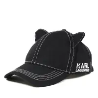 在飛比找Yahoo!奇摩拍賣優惠-美國正品 KARL LAGERFELD 貓咪耳朵棒球帽-黑色