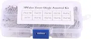 200pcs 10 Values Zener Diode Assortment Electronic Kit Voltage Regulator Low Leakage for Professionals Transparent Box