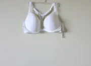DKNY Signature Lace T-Back Bra 458209 34DD MSRP $42.00 MWT white