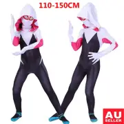 Girls Ghost Spider Costume Gwen Stacey Spiderman Superhero Kids Child Jumpsuit