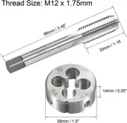 M12×1.75 HSS Metric Tap And Die Set,Thread Tap + Round Die Right Hand HSS Taper