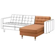 LANDSKRONA chaise longue, add-on unit, Grann/Bomstad golden-brown/metal