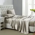 Silk Satin Sheets, 4-Piece Queen Size Satin Bed Sheet Set with Deep Pockets, Coo