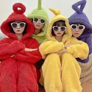 Teletubbies Adult Onesies, One-piece Pajama Jumpsuits For Men And Women, Unisex Couple's Home Clothes Green L