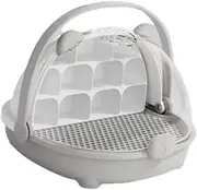 Silkworm Breeding Box Silkworm Hatching Container Carry Handle for Silkworms Turtles Observation Cabin Mini Pet Breeding Box, Grey