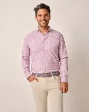 NWT JOHNNIE-O $138 DEAN PERFORMANCE BUTTON UP SHIRT IN ROSE SZ M MEDIUM
