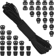 BDS-HOME 40Pcs Plastic Cord Locks with 1/8-Inch 65Ft Elastic Cord Stretch Str...