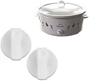Slow Cooker White Knob Replacement Compatible with Crock-Pot and Rival Slow Cookers – Adjustable, Heat-Resistant Control Dial for Vintage Crock Pot Models Two Pack – Easy Snap-On Install