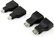 Set of 4, HDMI Adapter Set, 2 pcs Mini HDMI and 2 pcs Micro HDMI to Standard HDMI Converter, Digital Camera to TV Monitor Video Output, Compatible Canon Nikon Fujifilm Sony Olympus Ricoh 4K @ 30Hz