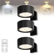 Topveden Picture Lights for Wall, New No Drill Picture Light, Topveden Poster Lights, Wall Art Light Battery Operated No Drill Magnetic with 3 Color Temps,Battery Operated (Black,3 Pcs)