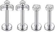 [KaseStyle] G23 Titanium Labret Studs 16G Lip Studs Earring Piercing Internally Threaded CZ Top Labret Monroe Helix Cartilage Tragus Piercing Studs