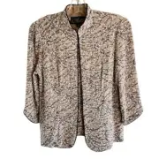 Alex Evenings Petite MP 2 Piece Set Jacket Tank Top Beige Sparkle Y2K Glamour