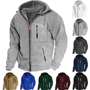 Men's Hoodie Full Zip Hoodie Fleece Hoodie Black White Wine Navy Blue Royal Blue Hooded Plain Zipper Pocket Sports Outdoor Daily Holiday Polyester Streetwear
