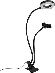 LED Selfie Light Adjustable Desk Lamp for Live Stream Makeup Photography Video Recording with Phone Holder 2in 1