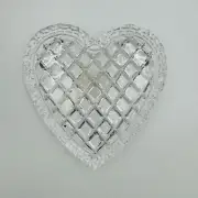Vtg MIKASA Crystal 5.75” Heart Shaped Trinket Candy Vanity Dish “Loverly Hearts”