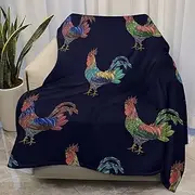 AuHomea Roosters Colorful Birds Throw Blanket Lightweight Flannel Fleece Blankets Warm and Cozy Super Soft Throws 30"x40" for Cat Pet and