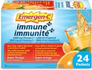 Emergen-C Immune+ 1000mg Vitamin C, Immune System Boost,Super Orange, 24 Packets