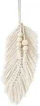 Macrame Wall Hanging Feather Leaf - Boho Decor Modern Macrame Wall Art | 9" x 5.5" Macrame Cord Wall Art Feather 100% Cotton and Wooden Beads
