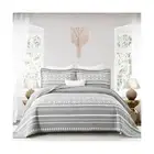 Quilt Set King Size 100% Cotton Quilt Boho Bedding Set Bedspread Grey White S...