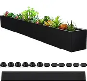 FillTouch Long Rectangular Planter Box Window Sill Planter Box Metal Water Trough Indoor Large Modern Steel Planter with Drainage Holes Herb Garden Planter Home (Black,32 x 3.5 x 3.5 Inch)