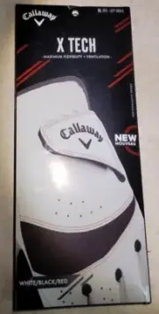 Callaway X Tech Golf Glove Men's Left Hand Color White/Black/Red Reg size XL