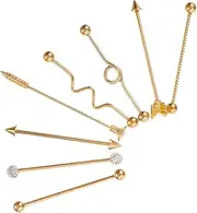 [LALADEFIEE] Arrows Screw Earring Industrial Bar Piercing Labret Jewelry Belly Button Rings Jewelry Earrings Screw on Earrings Pierced Earring Backs Barbell Ear Studs Industrial Silver