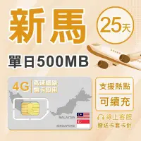 在飛比找Yahoo!奇摩拍賣優惠-【新馬網卡25天】單日流量500MB  新加坡網卡/馬來西亞