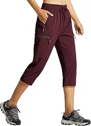 [Libin] Women's Capri Pants Lightweight Quick Dry Cargo Hiking Capris Travel Casual Outdoor Zipper Pockets