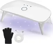 Beaolata UV LED Nail Lamp with UV Glove, 12W Portable Mini Nail Lamp UV Light for Gel Nails Polish Gel Nail Strip Semi Cured, UV Light Nail Dryer Led Nail Lamp, Quick Curing (White)