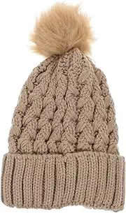 [TEMPNAP] Hat Lightweight Black Woman Warmth Knitted Faux Women Fur Warm Cap Female Acrylic Khaki
