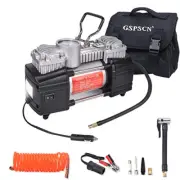 GSPSCN Portable Tire Inflator Double Cylinder Air Compressor Pump with LED 12V