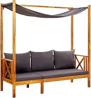 Garden Bench with Canopy Solid Acacia Wood