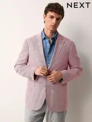 Pink Regular Fit Textured Linen Blend Blazer (AF7213) | $162