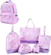 COLORFUL CANDY STYLE NU302000 Kindergarten Entrance School Entrance 6-Piece Set, Lesson Bag, Shoe Case, Drawstring Bag, Gymnastics Clothing Bag, Lunch Bag, Cup Bag, Small Items, Rucksack, Pastel