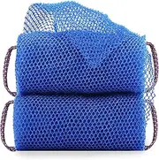 African exfoliating net sponge washcloth African Bath Sponge African Net Long Net Shower Body Scrubber Back Scrubber Bath Sponge Exfoliating Skin Smoother,2 Pieces