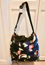 NWT $145 TED BAKER Gianara Forager Puffer Nylon Drawstring Tote Bag Black Multi