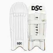DSC Xlite 95 Cricket Batting Leggaurd | Color: White | Size: Mens Left Hand | for Men & Boys | Material: Leather & PU | Perfect Wrap Around Fit | Cotton Filled Knee Rolls | Enhanced Protection
