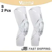 2pcs Compression Knee Braces Padded Set Leg Sleeves Protector Nylon White Size S