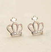 Micro-inlay Cubic Zirconia Rose Gold GP Mini *Crown* Stud Earring