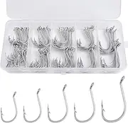 JSHANMEI Octopus Beak Fishing Hooks Set - 140pcs Stainless Steel Suicide Bait Fishing Hooks Tackle Kit 1/0-7/0