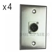 4 Pack - 1-Port Socket XLR Male Stainless Steel Microphone Mic Audio Wall Plate